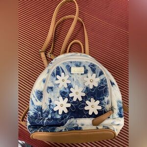 Betsey Johnson Luv Betsey denim backpack quilted flowers